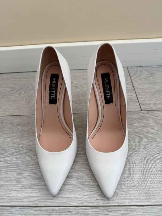 MUSETTE 36 Alb 10 cm piele stiletto