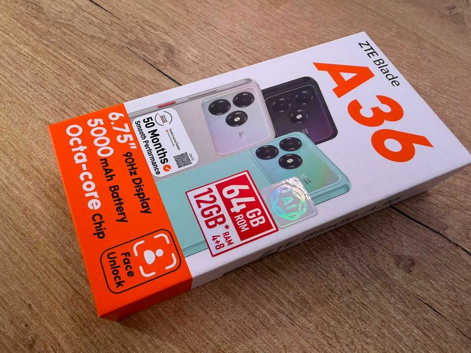 ZTE Blade A36 64GB Dual SIM Nou Sigilat 90Hz 5000mAh Garanție Factură Buy-Back