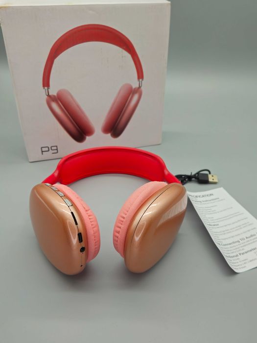 Promo!Безжични Bluetooth слушалки P9 (over-ear) – червено/розово злато