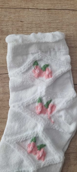 5 бр. елегантни дамски бели чорапки с цветя, one size