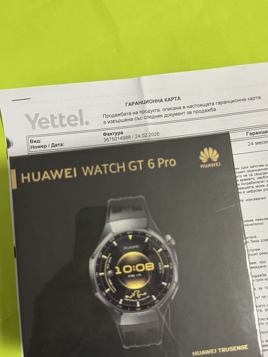 ЗАПЕЧАТАН 46mm Huawei watch GT 6 Pro Yettel Гаранция 2028 Black GT6
