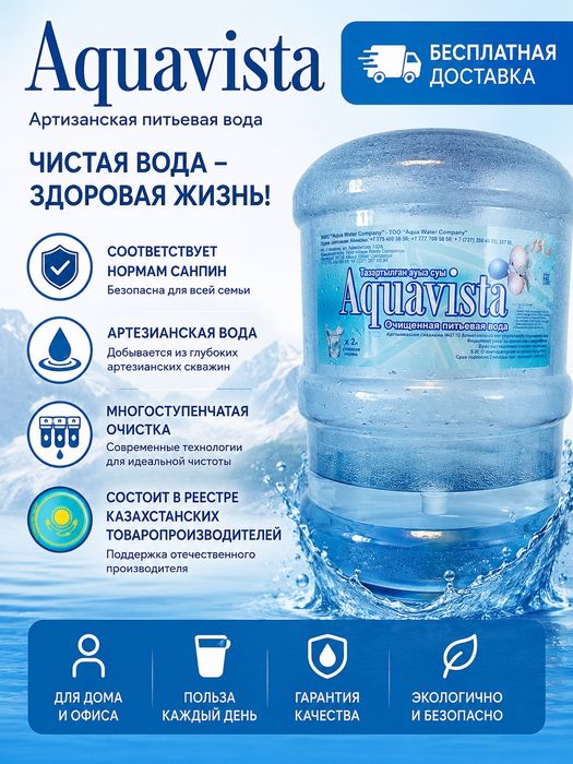 Вода Aquavista 19 л. Бесплатная доставка.