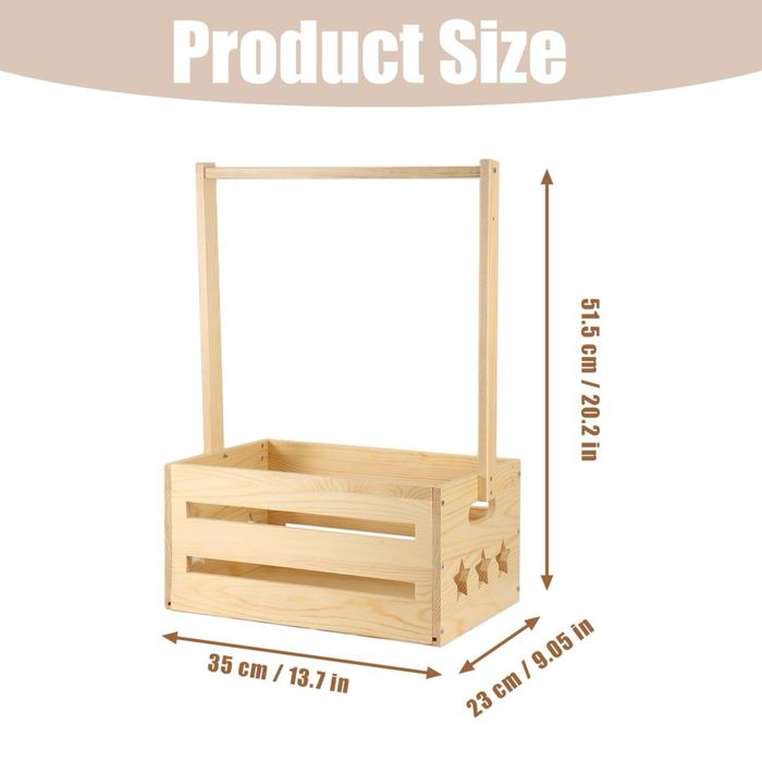 Coș din lemn pentru baby shower cutie depozitare cu mâner coș cadou pentru părinți noi – Natural