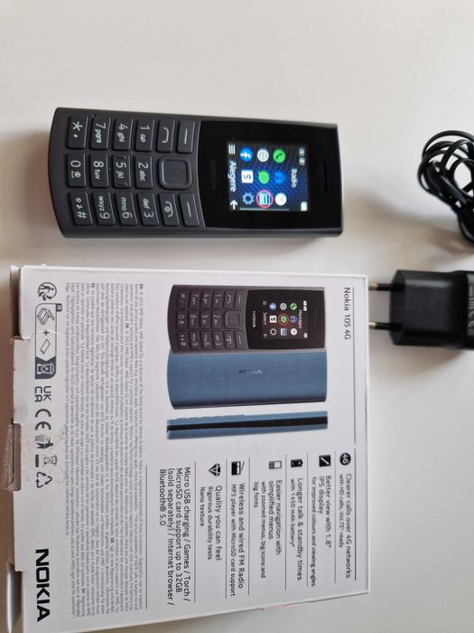 Nokia 105 4G Negru, Dual Sim, Apel HD, baterie 1450mAh, radio, lanterna, slot microSD, Bluetooth 5.0