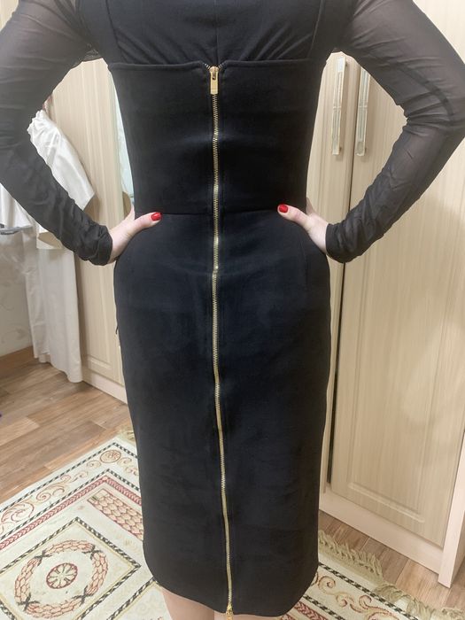 Сарафан черный замшевый