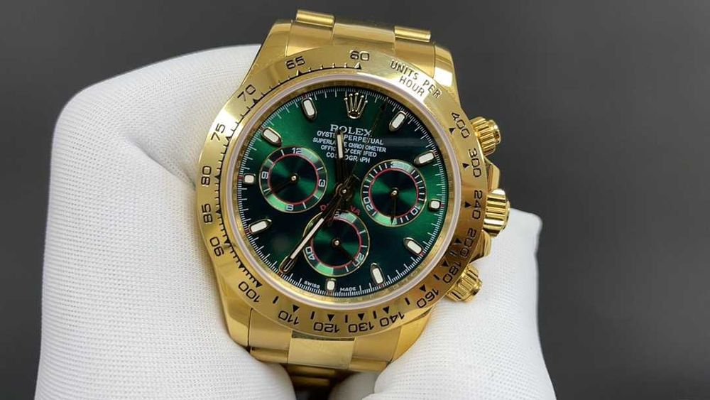 rolex daytona златно/зелено