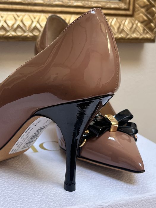 Emporio Armani, pantofi din 100% piele, bej & negru, fundă
