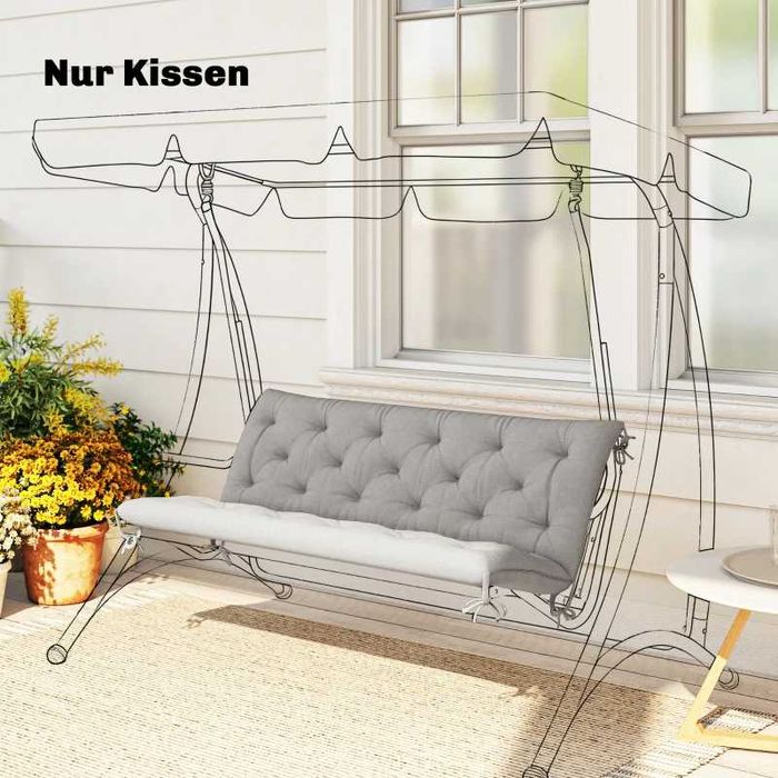 Възглавница за пейка Outsunny за 3 души, 150x98x8 см,