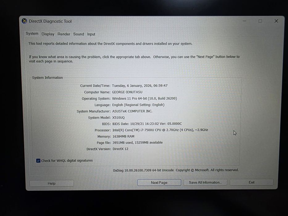 Laptop ASUS VivoBook S510UQ i7 | 16GB Corsair | SSD Samsung 256 + 1 TB