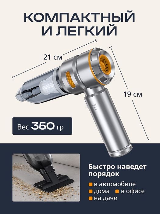Пылесос автомобильный аккумуляторный, мини пылесос для авто,мебел,комп