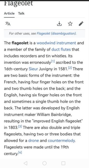 Flaut, fluier, blockflöte, Flageolet antic