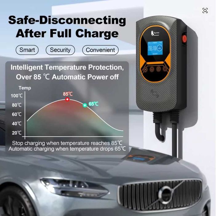 Статична Зарядна Станция Feyree Зарядно Електромобил 7.6kw Тип 2  EV Charging Station 32A Electric Vehicle Car Charger EVSE Wallbox Wallmount 7.6