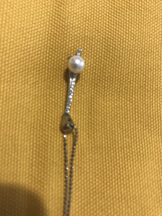 Комплект сребърни обици и колие с перли и цирконий