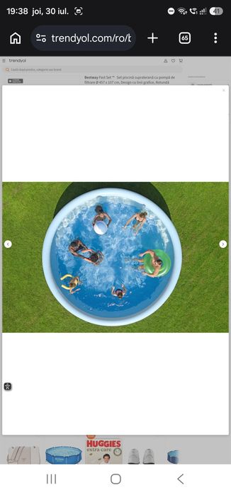 Set piscină supraterană cu pompă de filtrare Ø 457 x 107 cm, Design cu linii grafice, Rotundă