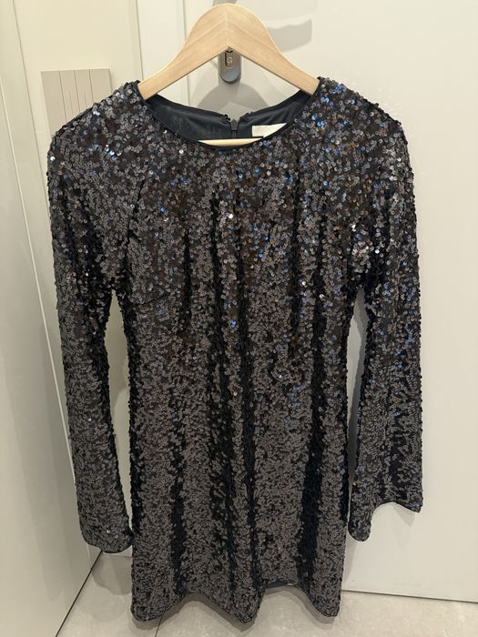 Рокля H&M - сива с пайети, XS