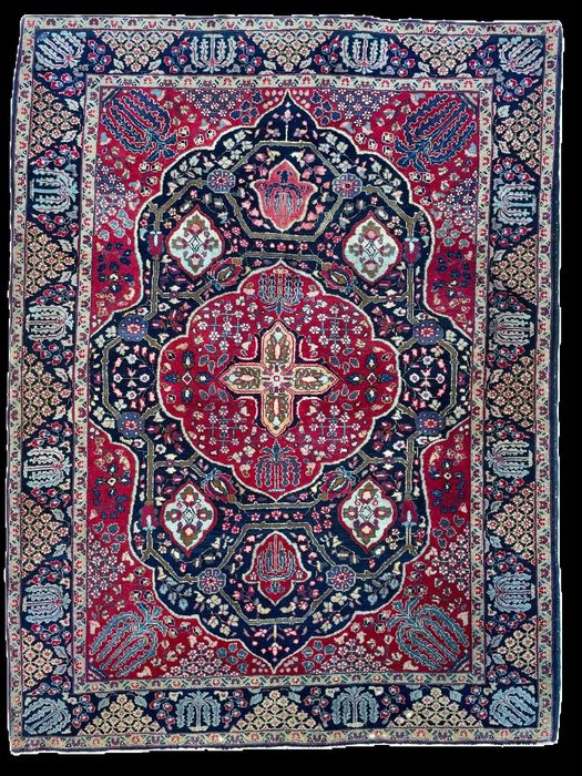 covor vechi persan Kashan Ateshoglu iranian manual 195 x 143 cm