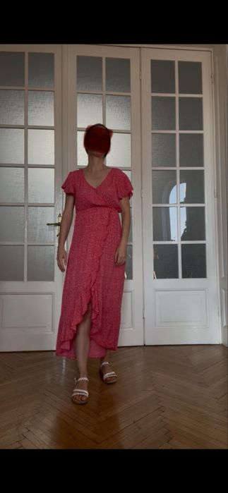 Rochie lunga slb cu rosu marimea 38 (M)