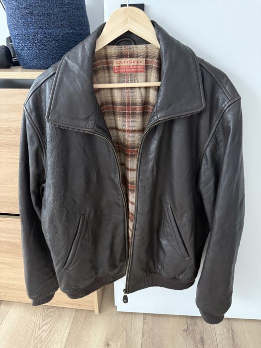 Geaca Piele Naturala CLOSED Interior Lana Bomber Barbati | Marime XL