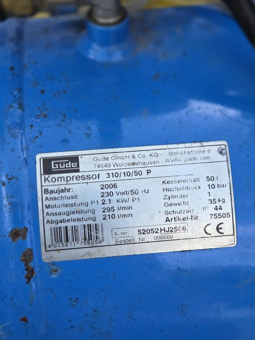 Compresor Gude Germany 2 pistoane 50 litri
