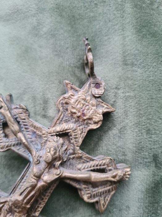 Antichități Cruce Crucifix Caravaca 1700-1800 Bronz