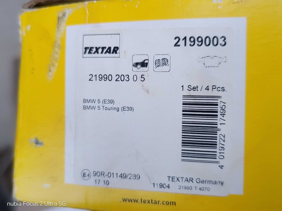 Изгодно - немски предни и задни накладки Textar BMW Е39 сер 5 и други.