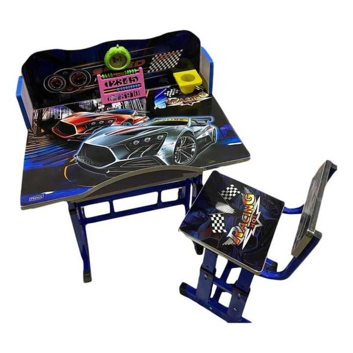 Детско бюро със стол регулируемо, метална конструкция и MDF