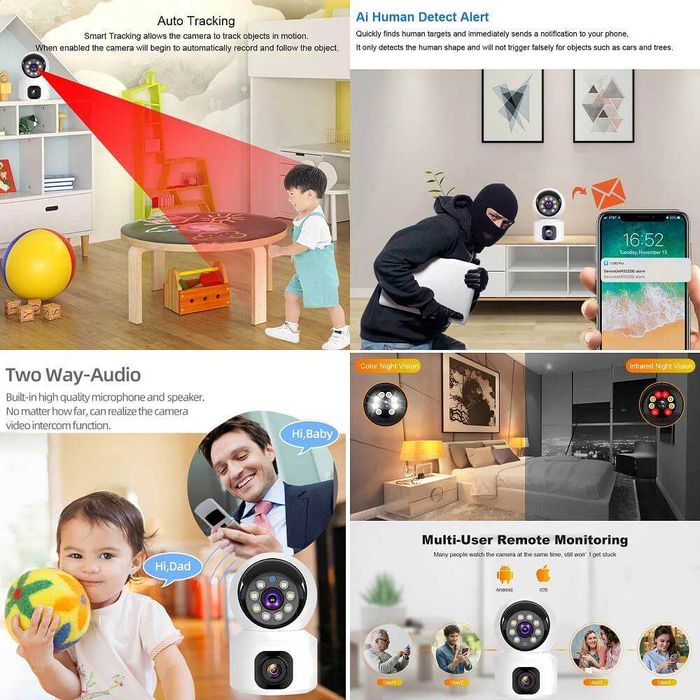 4G Мини с Двумя Объективами Внутренняя 4MP со Слот Для SIM-Карты