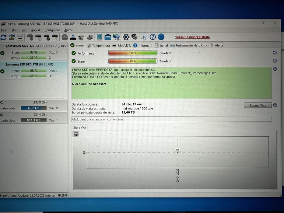Solid State Drive (SSD) Samsung 980 1TB, NVMe, M.2.