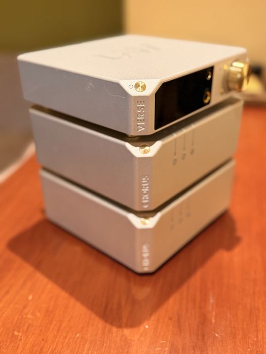 LAiV Crescendo VERSE (DAC R2R / preamp / amp de casti) + 2× LAiV Crescendo CHORUS (power amps GaN)  – sistem Hi-Fi complet