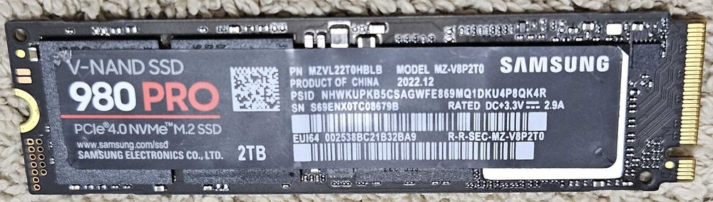 SSD Samsung 980 PRO 2TB PCI Express 4.0 x4 M.2 2280