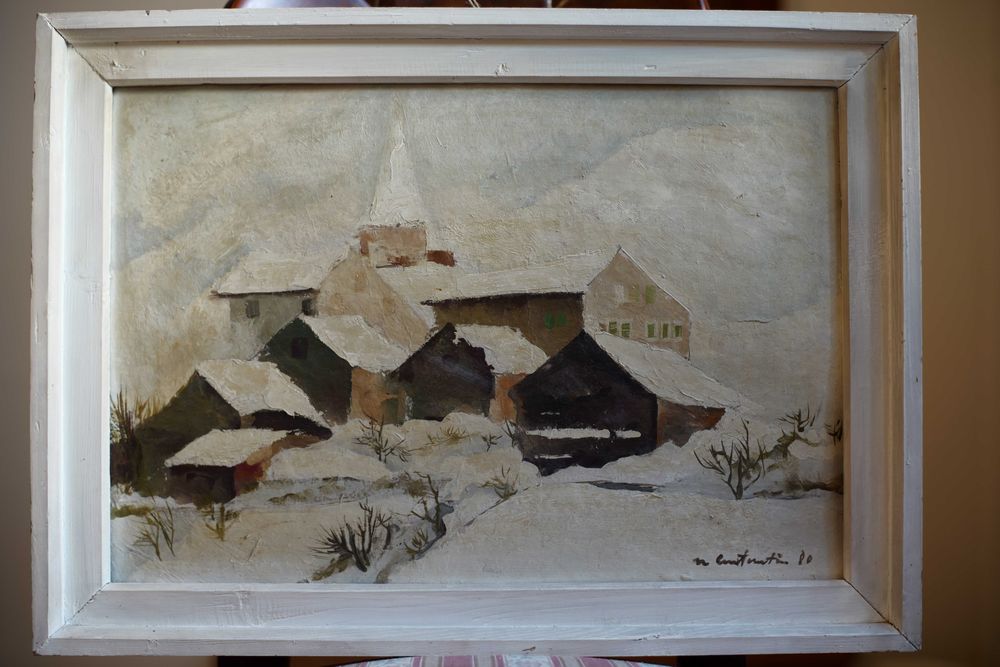 Tablou original 1980 Nicolae Constantin 47 x 32 cm ulei pe carton