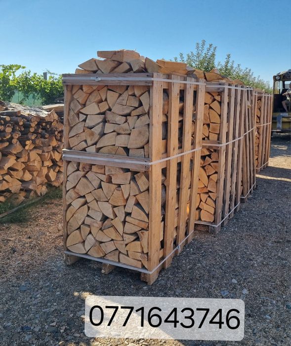 Lemne de foc la palet tăiate și sparte paletizate fag stejar