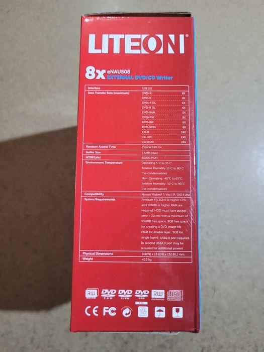 DVD-RW extern Liteon eNaAU508 - NOU SIGILAT