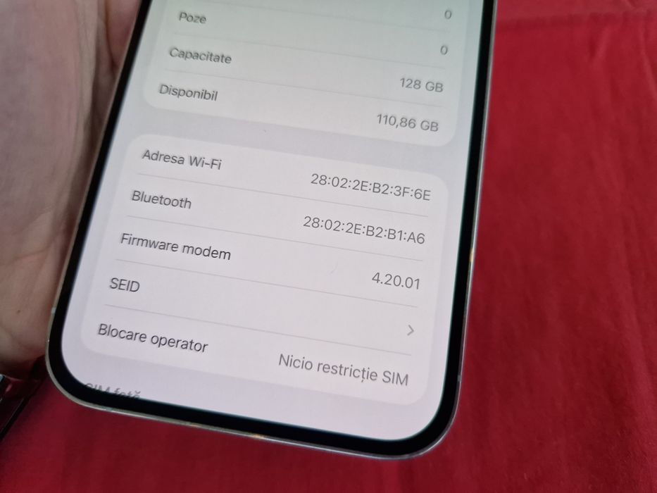 -Iphone 14Pro Max, Silver, 128Gb, 6Ram, Bat:97%, stare perfecta, (exce