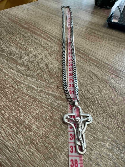 Сребърен ланец Панцер с кръст