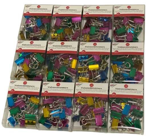 Clips Hartie 19 mm, 12 seturi x 25buc, 300buc, Color, cutie plastic