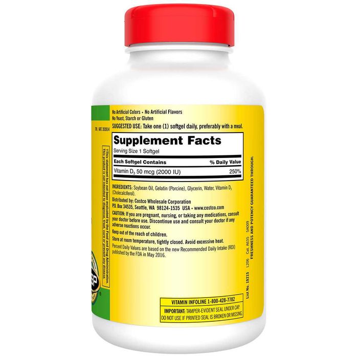 Витамин Д3 2000, Kirkland Extra Strength D3 50 mcg., 600 капс Америка