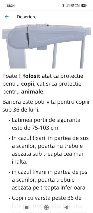 Poartă de siguranță pentru scări