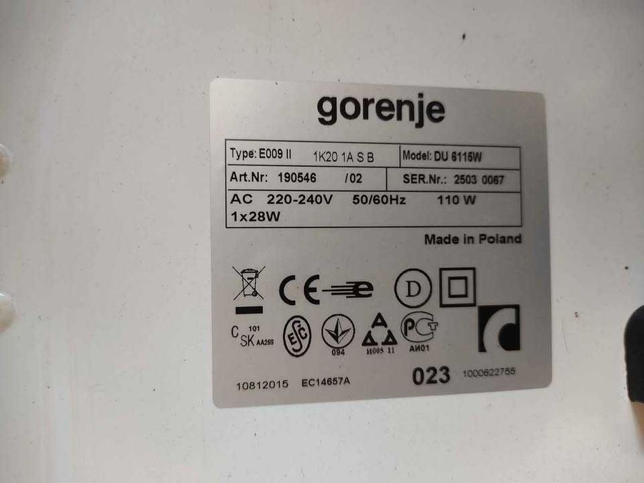 Hota clasica Gorenje DU6115W, 125 mc/h, 1 motor, 108 W, latime 60 cm