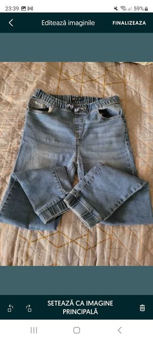 Pantaloni copii varsta 11-12 ani, culoarea albastru șters.