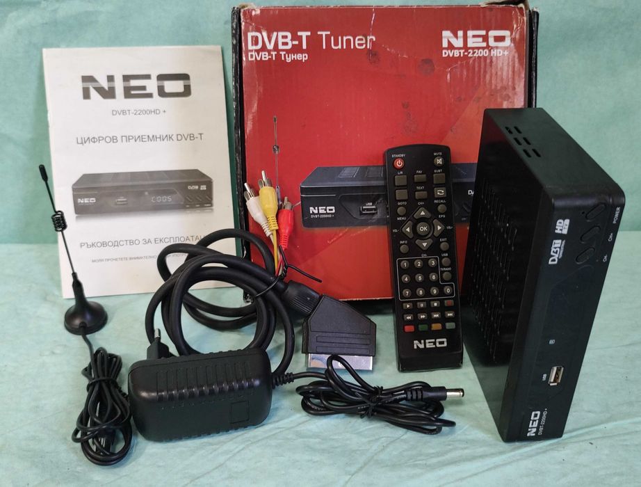 Приемник декодер с гаранция 1 година + антена за ефирна цифрова телевизия NEO DVBt-2200 HD Tuner тунер