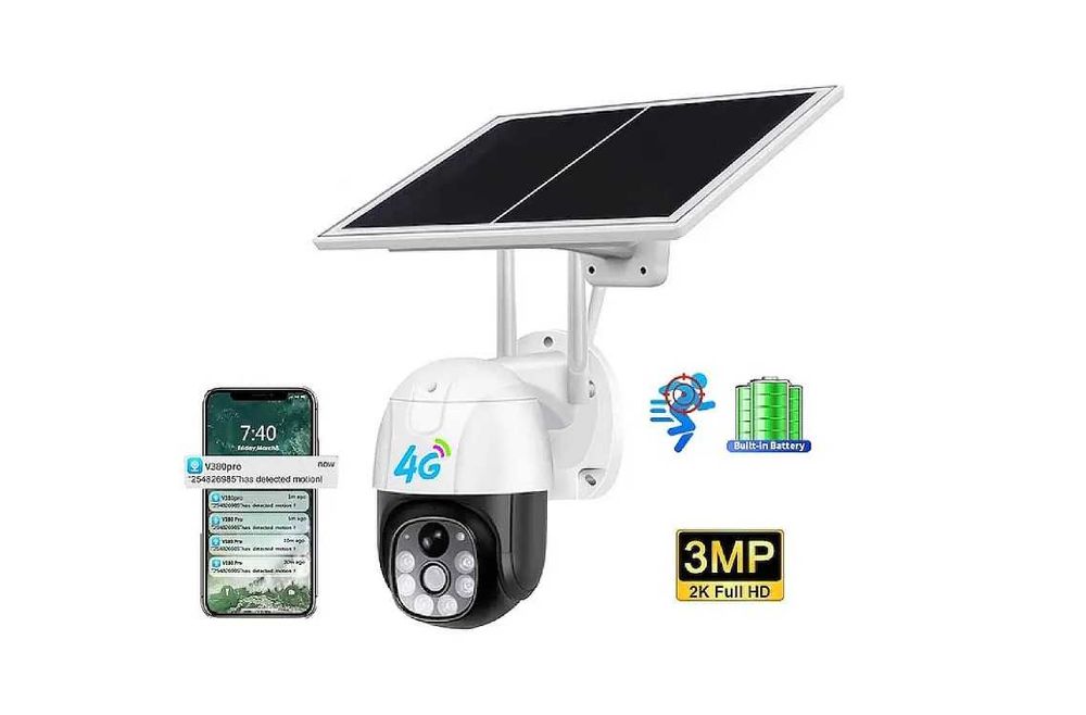 НОВА 4G Безжична Куполна Камера със Соларен Панел V380PRO / SIM карта