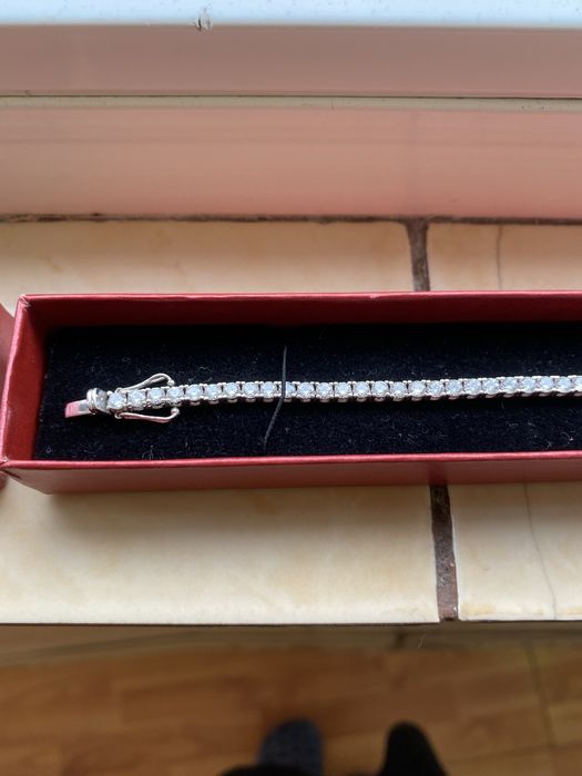 Bratara tennis unisex aur alb 14 k noua