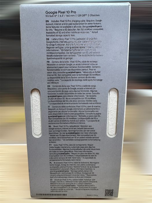 Смартфон Google Pixel 10 Pro, 128GB, 16GB RAM, 5G, Obsidian