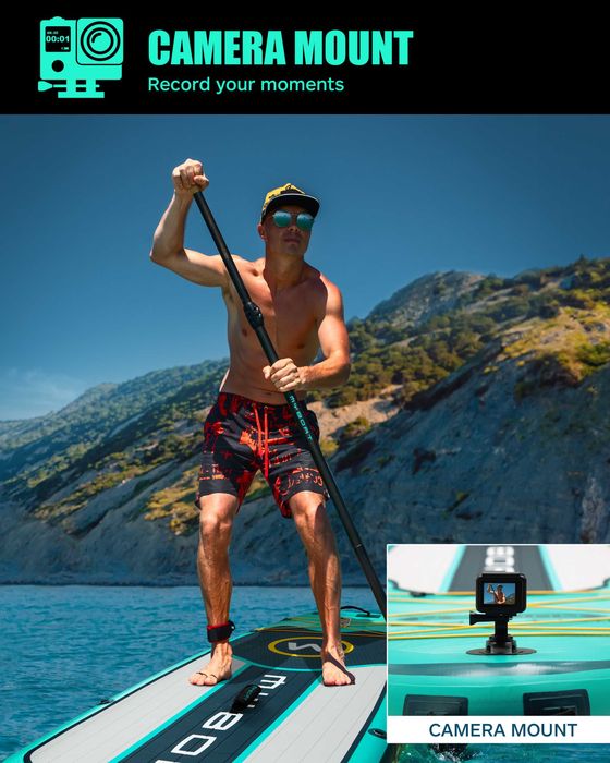 Нов, висок клас, широк надуваем SUP 320 СМ Падъл борд MYBOAT MY06 (Wind Runner Green PRO) в тюркоазено-зелен дизайн.