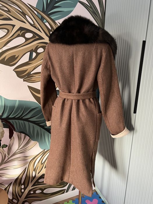 Palton Alpaca cu guler din blana de vulpe  , marimea S