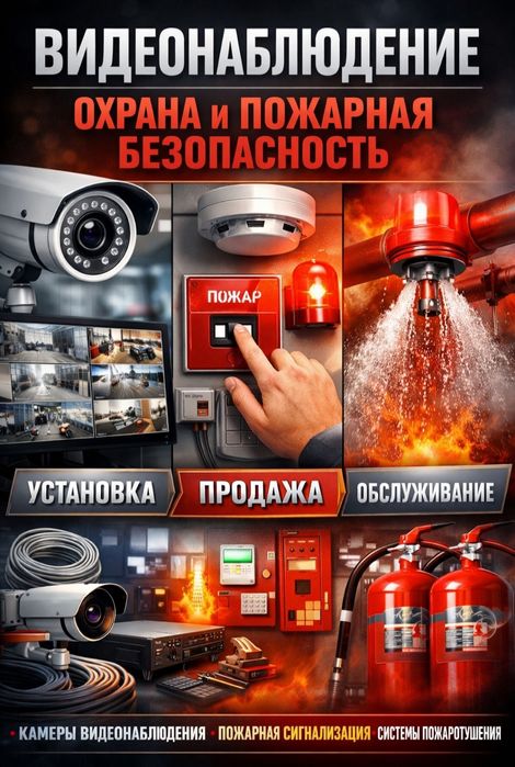 Установка видеонаблюдение, пожарная и охранная сигнализация
