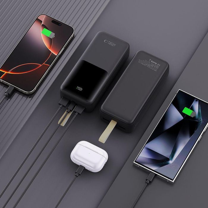 Допълнителна батерия tech-protect pb03 power bank 30000mah 22.5w черна