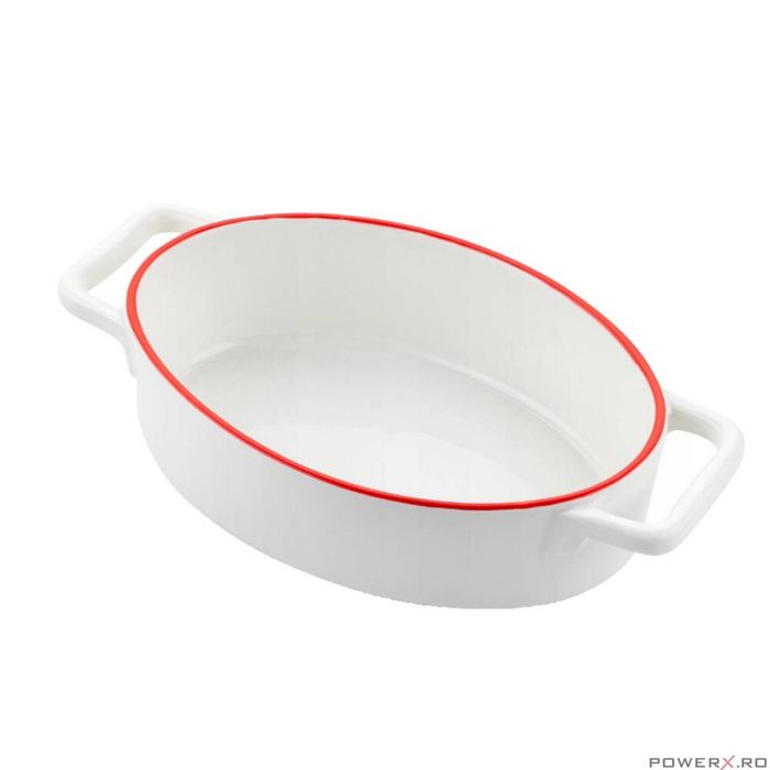 Vas termorezistent din ceramica oval pentru cuptor, 27 x 15 x 6.5 cm,