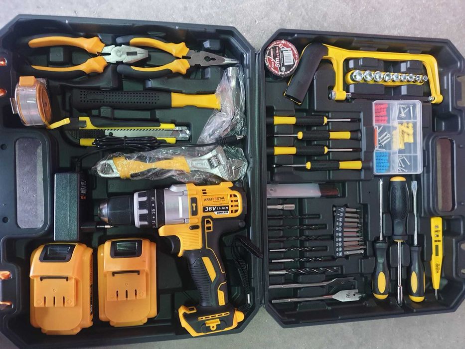 НОВ Акумулаторен винтоверт 36V Kraftroyal MAX пакет + инструменти